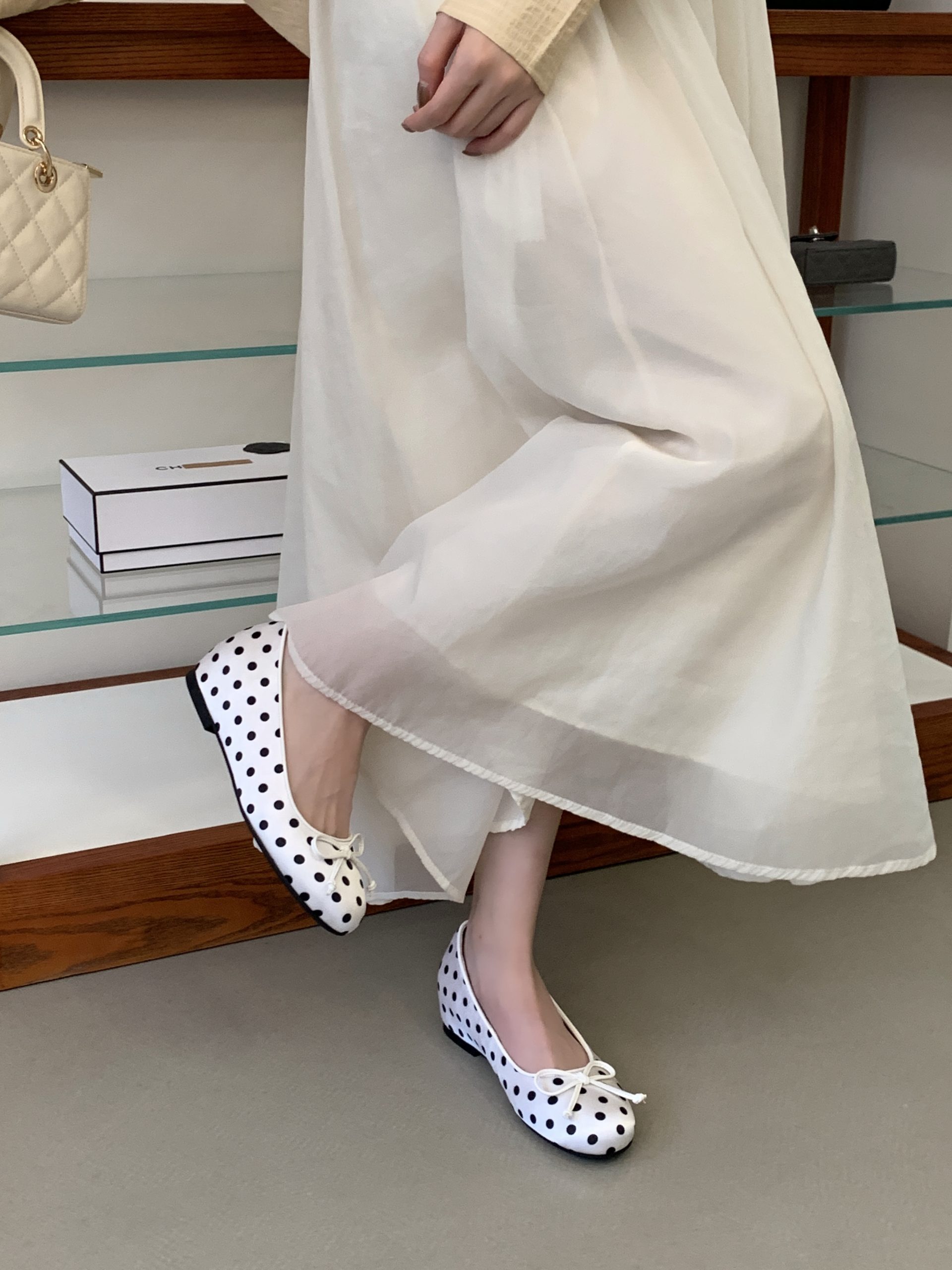 2026 Spring Autumn Satin Polka Dot Raised Heel Women's Shoes All Season