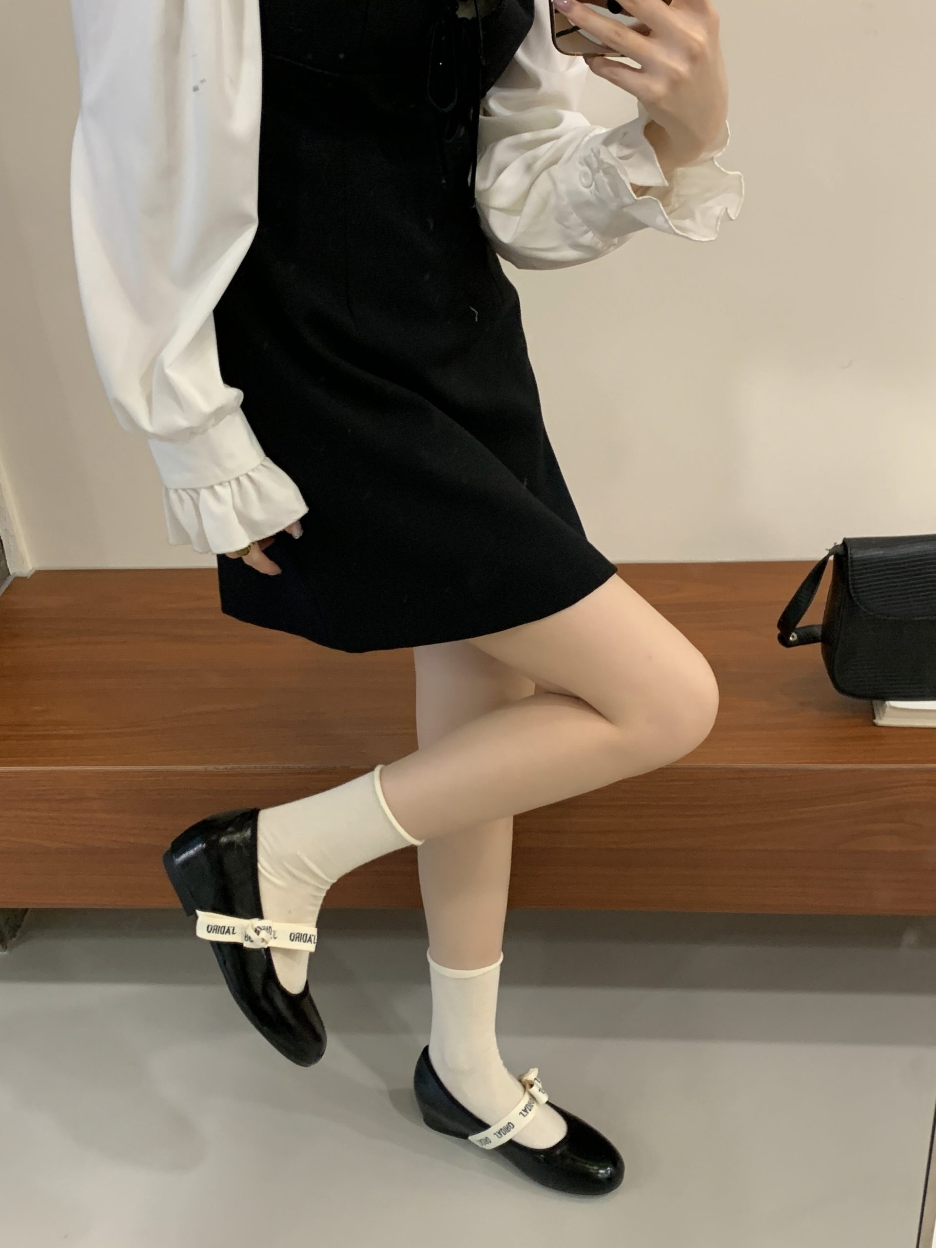 2026 Spring French Chic Mary Jane Shoes for Women, Round Toe, Hidden Wedge Heel, Girl Style, One-Strap, PU Lining