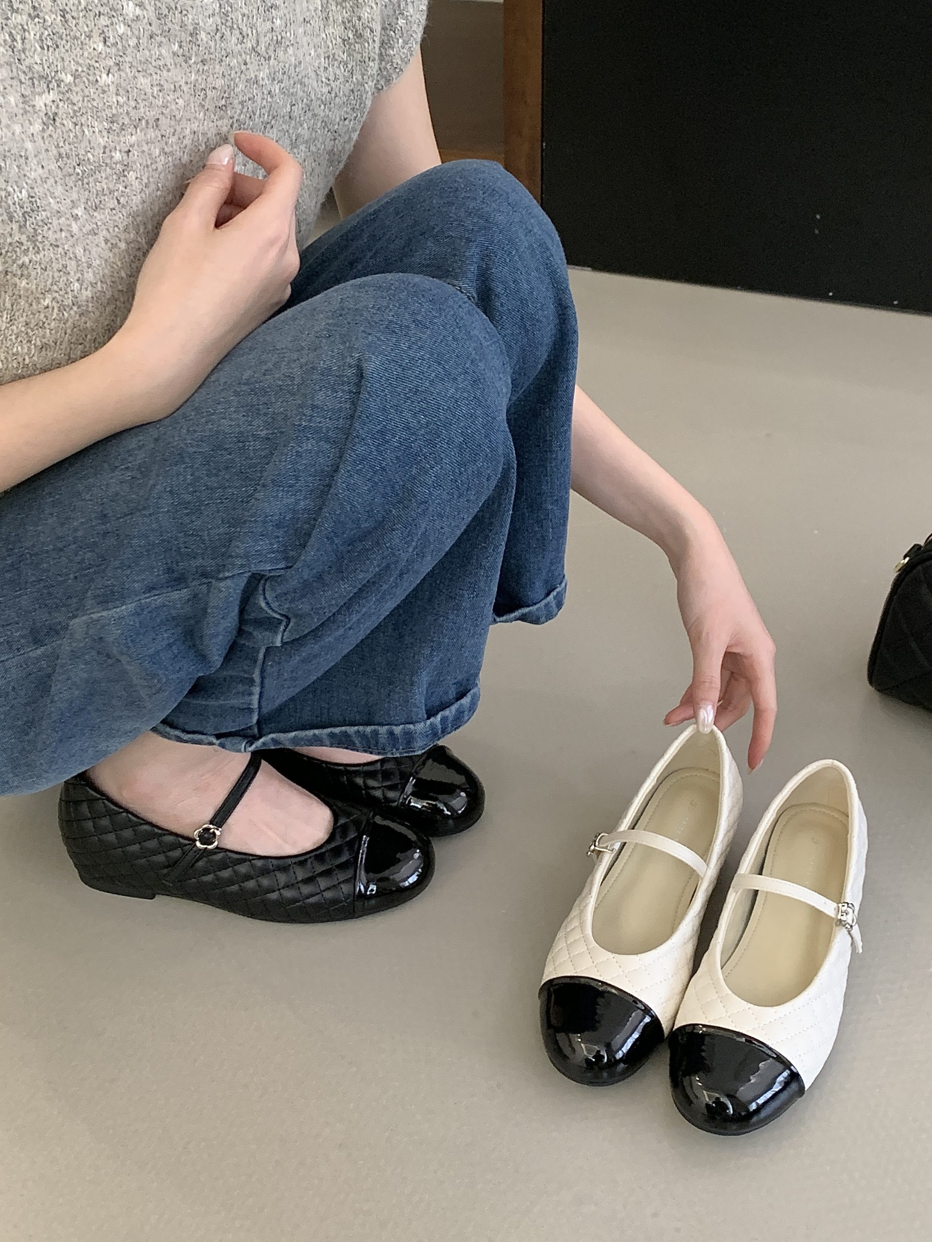 2026 Spring New High Heel Shoes Small Fragrance Style Stitched Diamond Mary Jane One-Strap