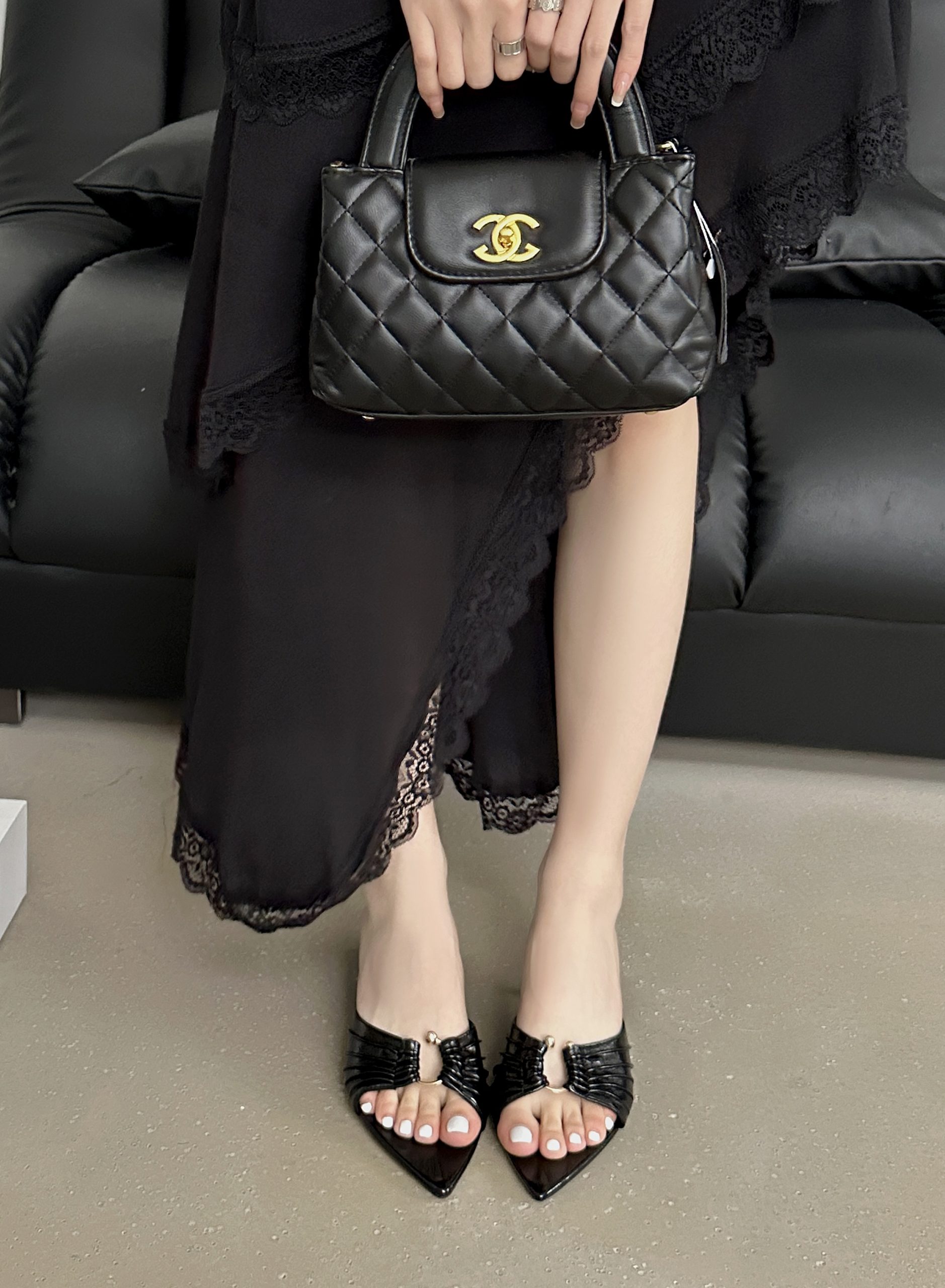 French Style Thin Heel Slippers 2025 New Summer Elegant High Heel Slippers Low Heel Women's Slippers - Style b30d05