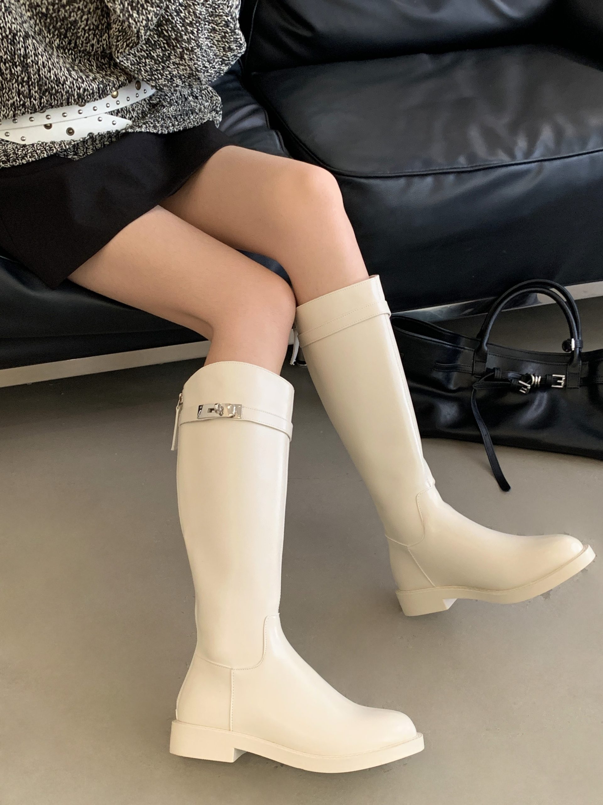 Niche Design Knight Boots 2025 New Slim Fit Square Toe Flat High Top Fashion Boots for Women