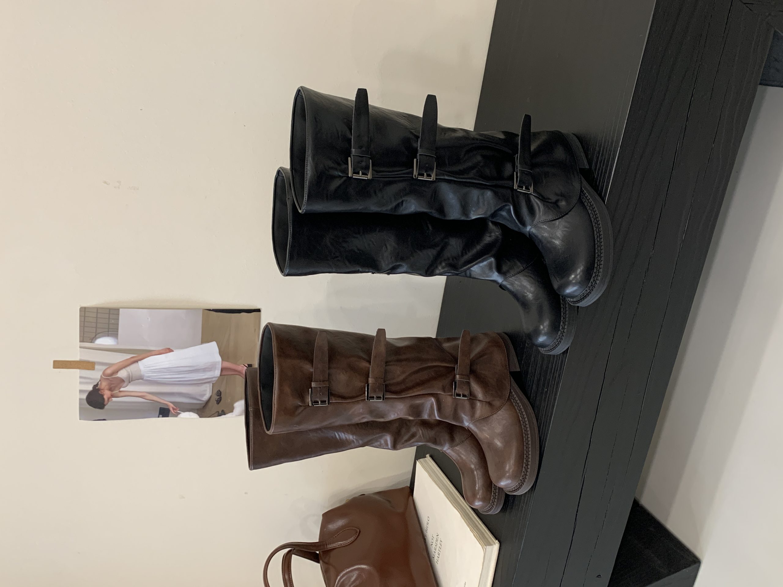 Niche Design Long Boots 2025 Autumn Winter New Retro Tube Boots Pleated Stacked Chunky Heel High Boots