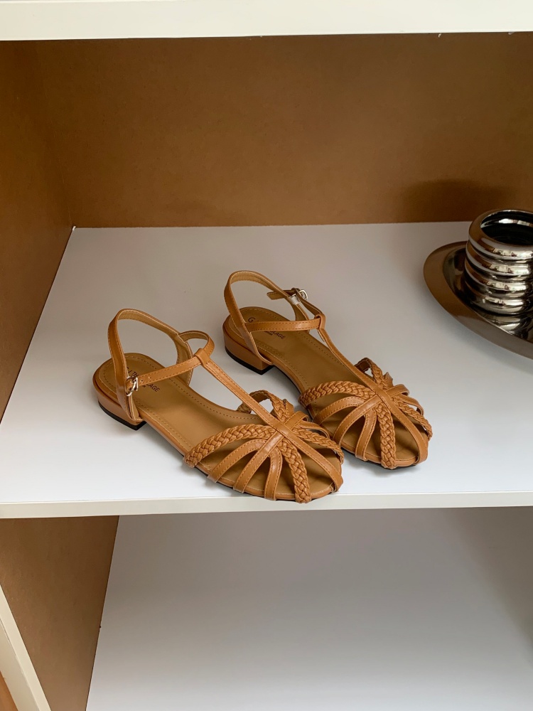 Summer New Hollow Round Toe Fashion Simple Temperament Casual Hot Selling Open Toe Sandals