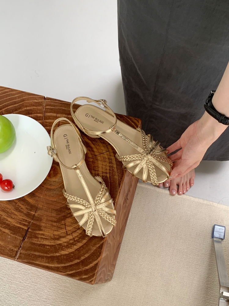 Summer New Hollow Round Toe Fashion Simple Temperament Casual Hot Selling Open Toe Sandals