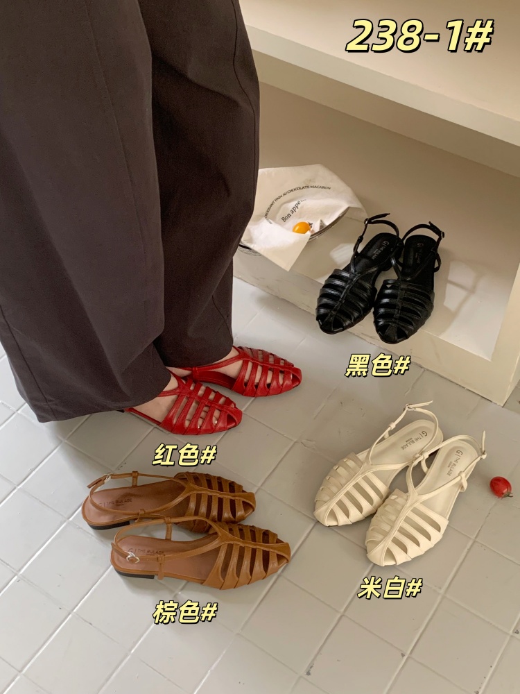Woven Hollow Toe Roman Sandals 2026 Women Summer New Flat Design Niche Flat Sandals