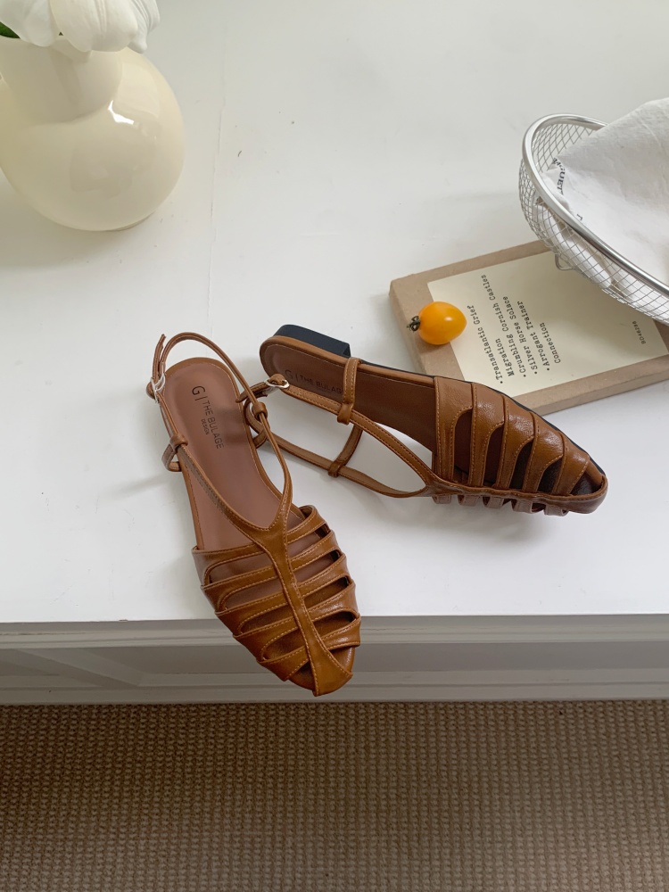 Woven Hollow Toe Roman Sandals 2026 Women Summer New Flat Design Niche Flat Sandals